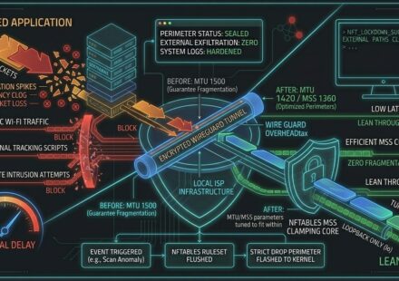 A dark-mode technical diagram contrasting a lean compiled terminal utility with a bloated Electron web-wrapped desktop container running multiple nested browser sub-processes and hidden background trackers.