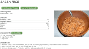 Example Salsa Rice recipes by ingredients